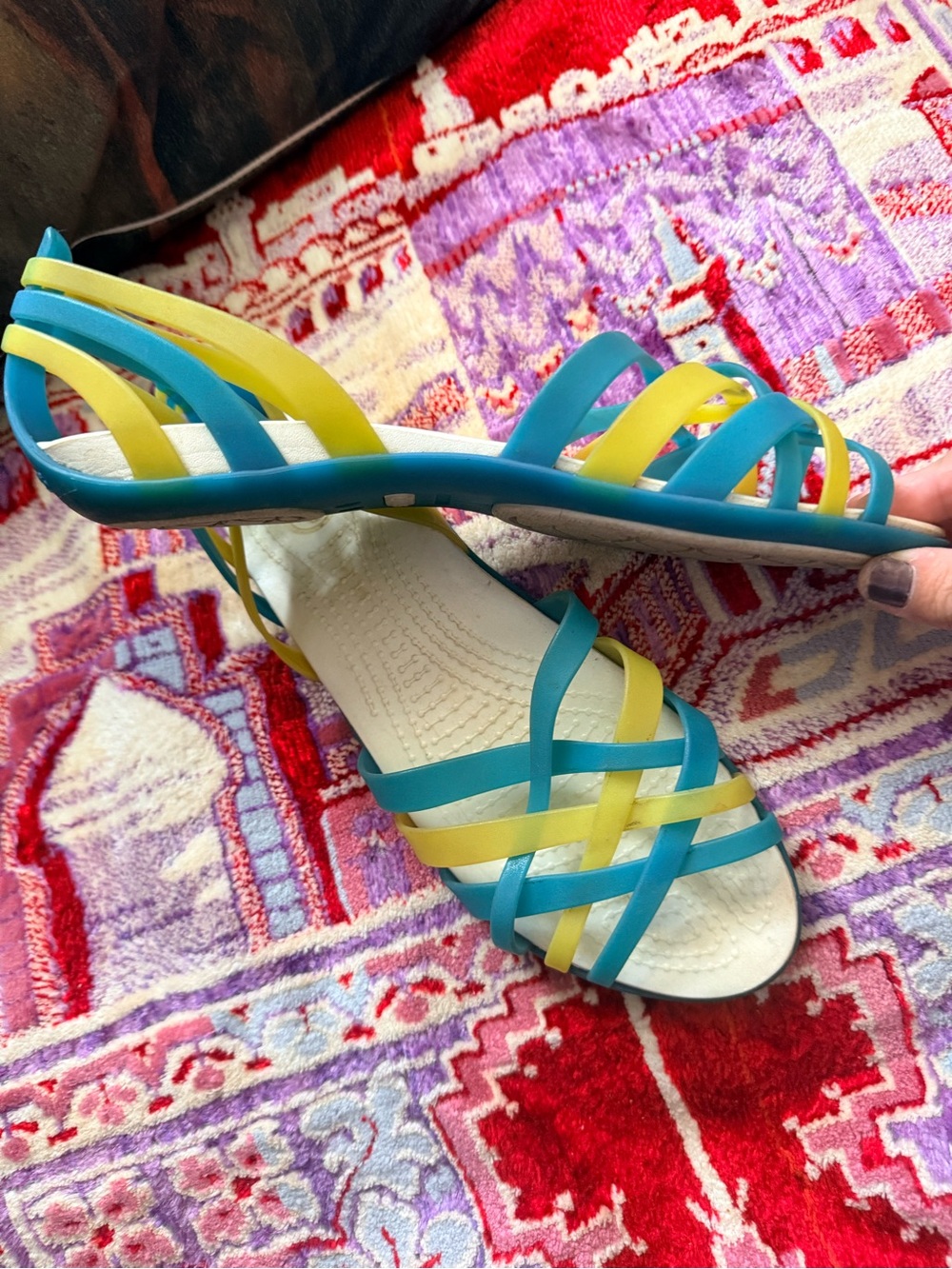 CROCS Blue and Yellow Strappy Women's Sandals